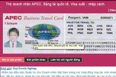 Nở rộ dịch vụ làm thẻ doanh nhân APEC