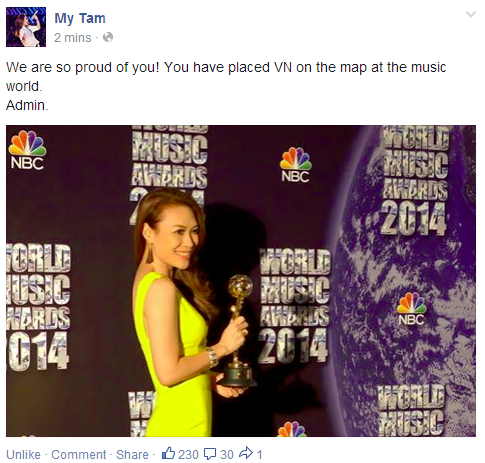 Fan trách Mỹ Tâm kín tiếng đi nhận giải âm nhạc thế giới
