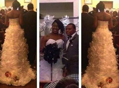Cô dâu bị chỉ trích vì kéo lê con 1 tháng tuổi trong đám cưới
