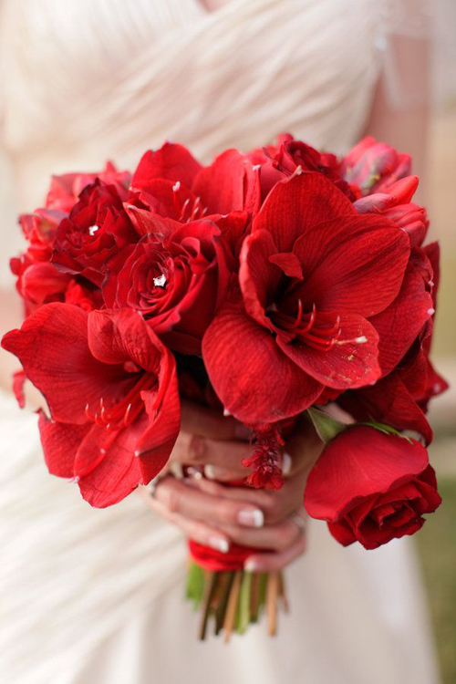 Cô dâu quyến rũ với hoa cưới màu đỏ