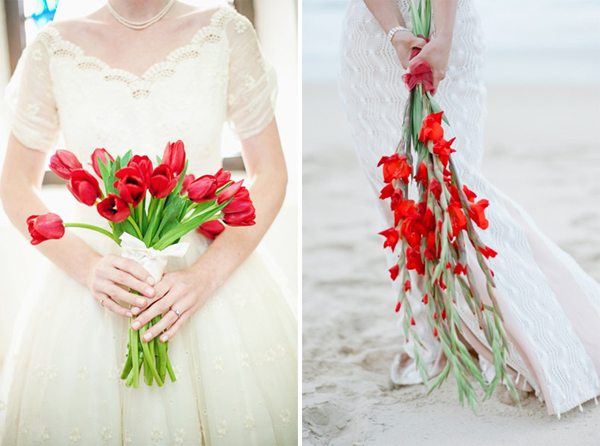 Cô dâu quyến rũ với hoa cưới màu đỏ