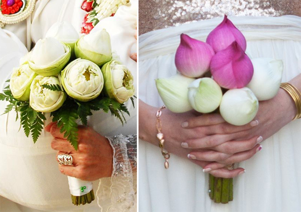 Chọn hoa sen đậm chất Việt cho cô dâu