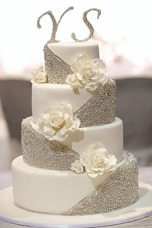 10 mẫu bánh cưới màu trắng đẹp tinh tế