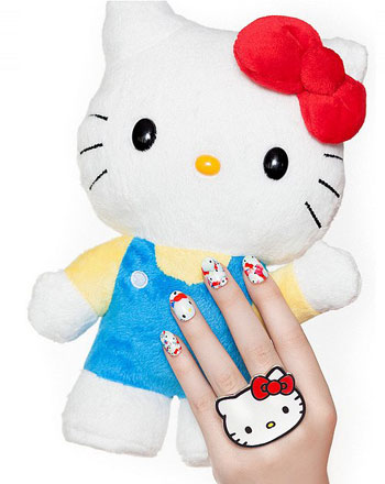 Móng tay Hello Kitty xinh iu chào tuần mới