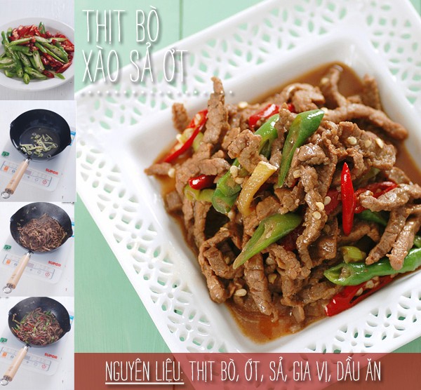 Thịt bò xào sả và thực đơn ngon cơm nóng hổi