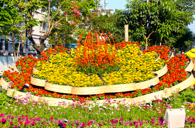 Ngắm đường hoa Tết Sài Gòn đẹp lung linh trước giờ khai mạc