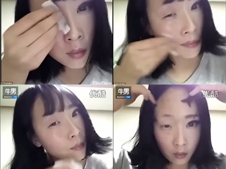 Ngã ngửa' khi cô gái Hàn Quốc tẩy trang nửa mặt