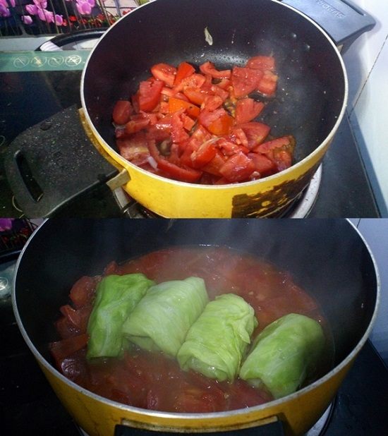 Ngon ngất ngây bắp cải cuộn thịt sốt cà chua