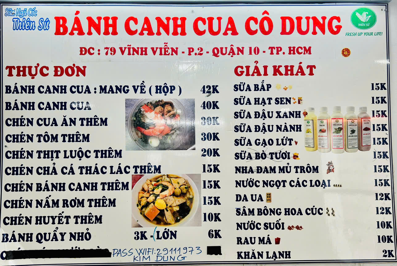 BÁNH CANH CUA GIA TRUYỀN CÔ DUNG DỜI VỀ ĐỊA CHỈ MỚI 291 Vĩnh Viễn, P.5, Quận 10